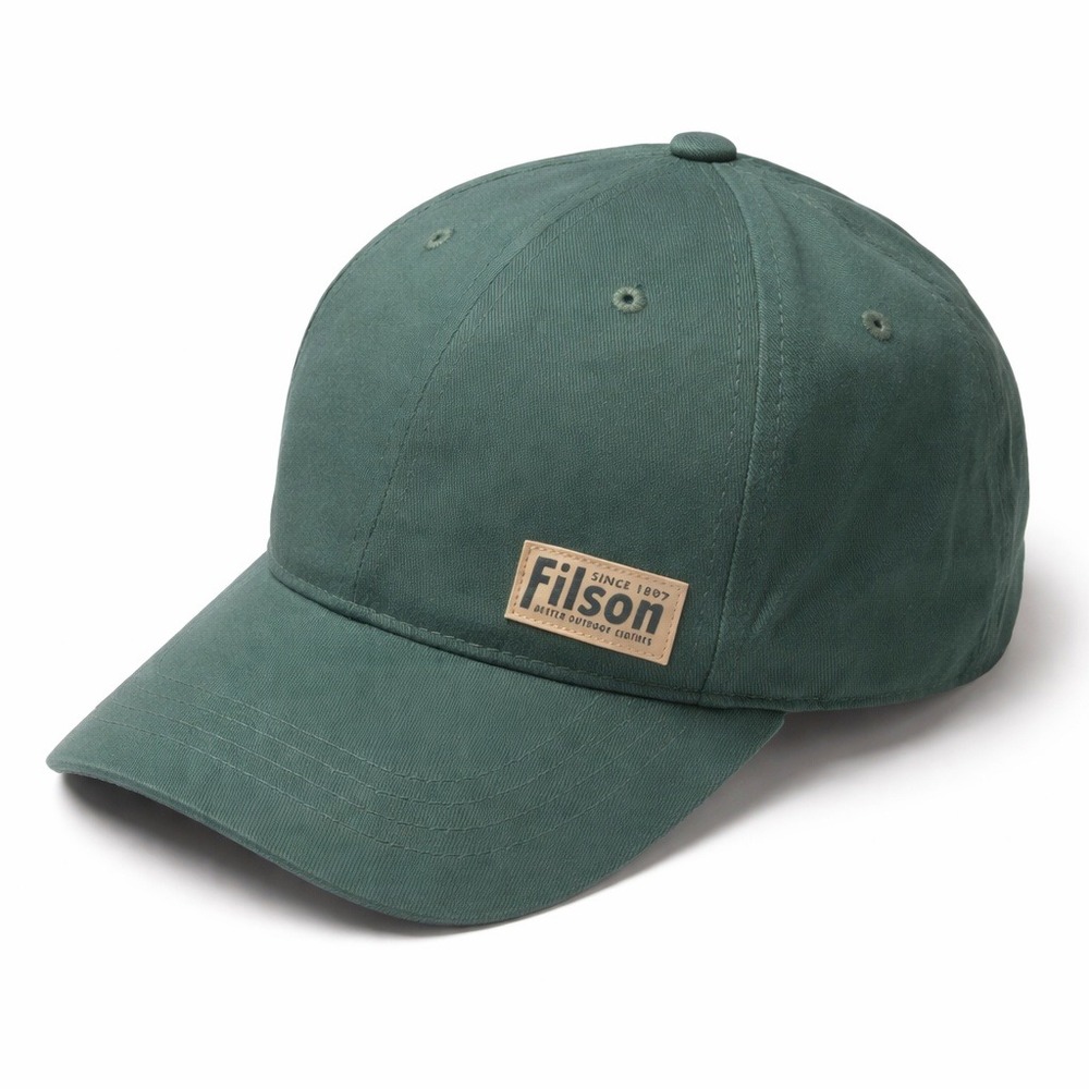 Filson Logger Cap Cotton Twill Leather Patch Hat Men's  
OS Adjustable‎ Green